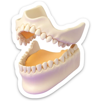 A human jawbone in a minimalist 3D style, focusing on the basic shapes and structure. sticker