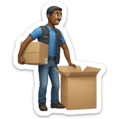 a man packing an item to a box sticker