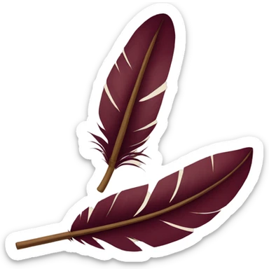 a feather and an open SCROLL maroon sticker