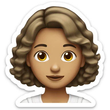 Mexican girl with bob cut wavy brown hair sticker