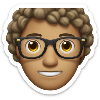 Homme avec des lunettes, peau très blanche, imberbe et les cheveux brun sticker