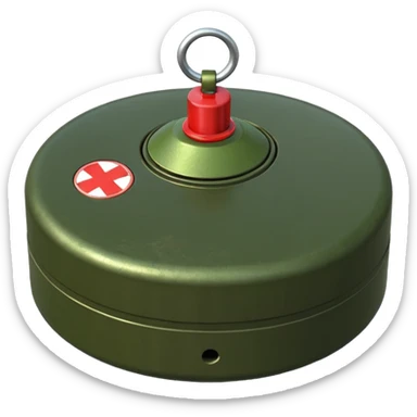 military green flat realistic anti-personnel mine sticker