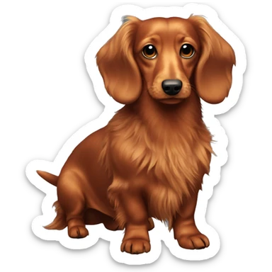 Chunky Miniature red long haired dachshund whole body scruffy sticker
