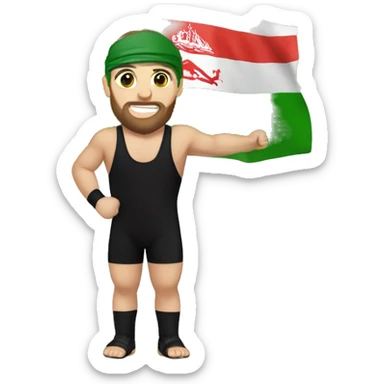 A wrestler holding the chechen flag sticker