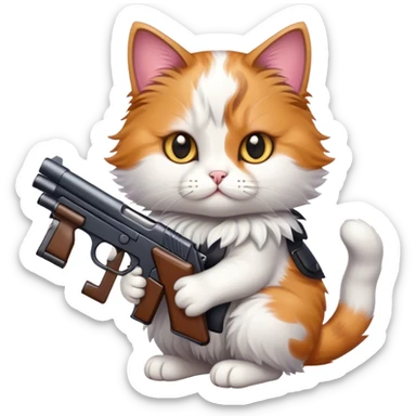 Cute cat with gun sticker