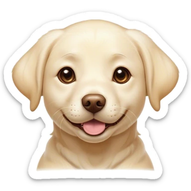 Cinematic Comical Cream Labrador Portrait Emoji, Head tilted dramatically with an exaggeratedly amused expression, featuring a glossy cream Fur with a radiant sheen, wide, expressive warm eyes filled with playful disbelief, Simplified yet hilariously expressive features, highly detailed, glowing with a slightly sassy glow, high shine, dramatic yet playful, stylized with an air of cheeky mischief, bright and endearing, soft glowing outline, capturing the essence of a spirited and over-the-top companion, so meme-worthy it feels like it could side-eye its way into internet fame instantly! sticker