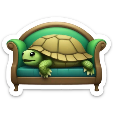 sleeping turtle on purple sofa sticker