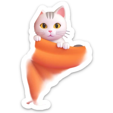 cat hiding behind a curtain tail sticking out sticker