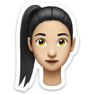 An emoji from side profile with a black pony tail and a eye and a black circle in the middle of the face  sticker