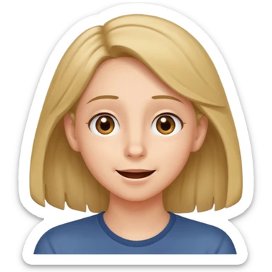 I need an emoji that tucks her hair behind her ear and slightly chuckles and looks up sticker