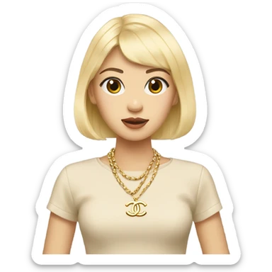 Blonde Chanel Asian Girl with Birkin bag and Chanel necklace sticker
