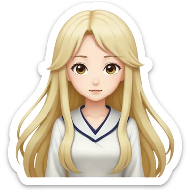 Anime girl with full figure, long hair, tasteful design sticker