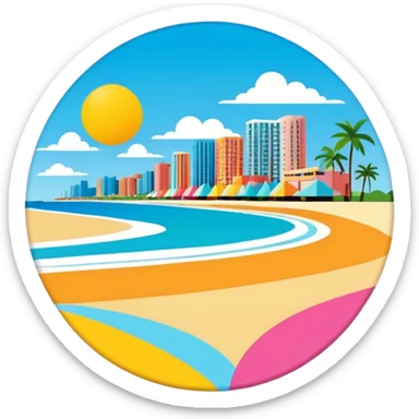 abstract miami beach SPAM landscape in the style of moschino  sticker