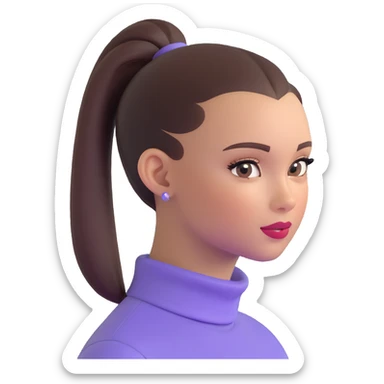 clean girl with smooth skin, subtle makeup, hair in a sleek ponytail sticker