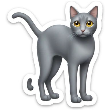 Grey cat with long legs sticker