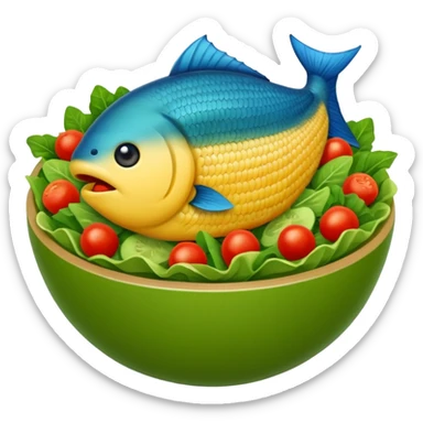 buatkan emoji salad namun berbentuk ikan 🐟 yang chubby untuk discord emoji sticker