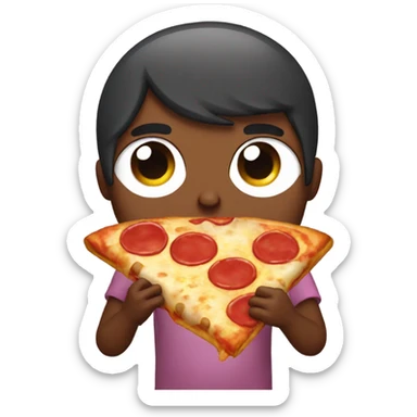 An among us character eating pizza sticker