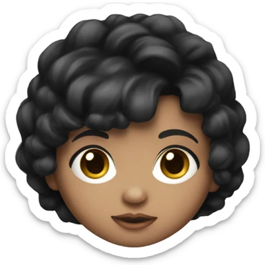 Baby doll, black hair, brown big eyes sticker