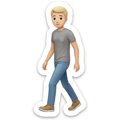 White male walking to the left full body in jeans and grey t-shirt sticker