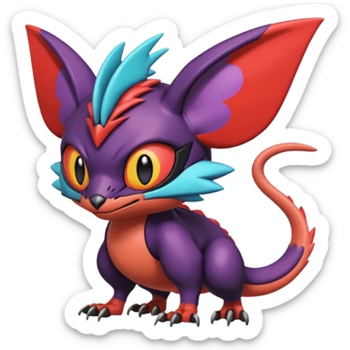  exotic tropical cyber-Litten-Noivern-Stitch-Noibat-Trico-Fakémon-Pokémon-Vernid-creature sticker