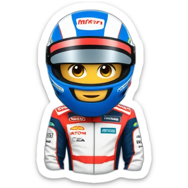 Aytron senna. Blue hat, red racing suit sticker