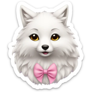 Girl white fox with pink bow in ear cute  sticker