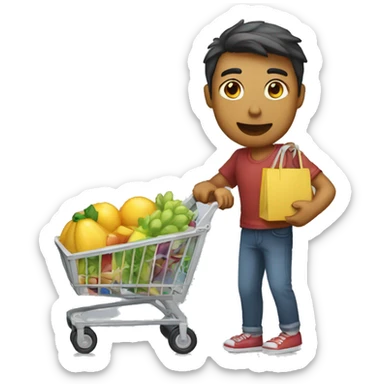 mono con carrito de compras sticker