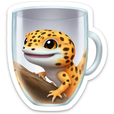 orange leopard gecko in a glass cup sticker
