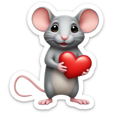 Mouse with heart  sticker