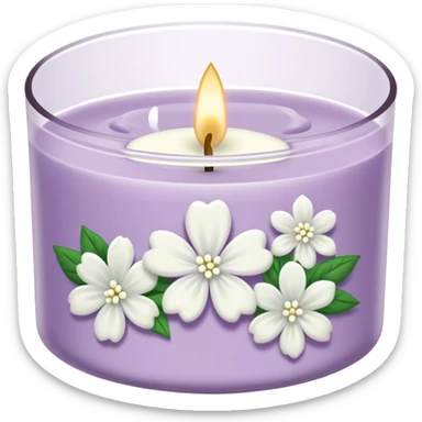 Light purple bath and body works small white floral line art candle sticker