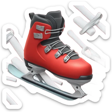 red ski boots with skis attached sticker