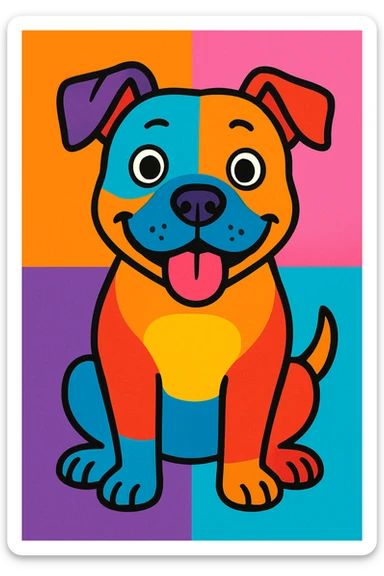 cartoon style pitbull dog, colorful and friendly sticker