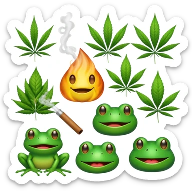 fait moi un pack demojis De fumeur pas avec les emojis de base mais des inventé type tete de beuh feuille de pepe grenouille sous weed lsd etc.. sticker