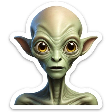 Photo realistic, alien visitor, sticker