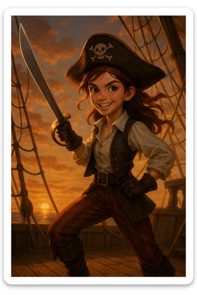 Une pirate  ( fille ) ados de 16 ans qui adore combattre en épée sticker