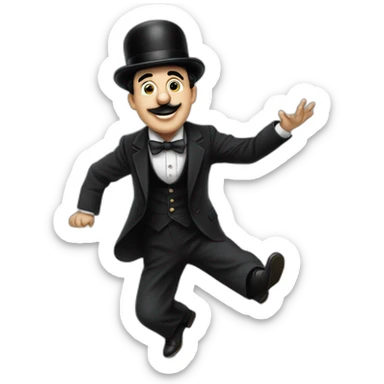 Charlie Chaplin énervé avec le bras droit levé en l'air sticker