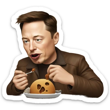 Elon musk eating a brown solid substance  sticker