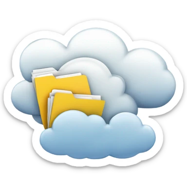A cloud with folders and files flying in and out of it. sticker