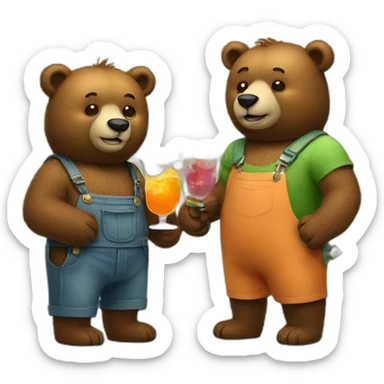 two bears drinking a cocktail sticker