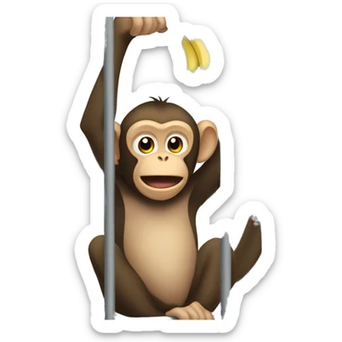 Monkey in a cage. Can't reach the banana. sticker