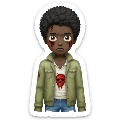 boy zombie black short afro hair  sticker