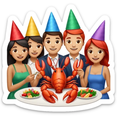 To many people eating lobster at a family party sticker