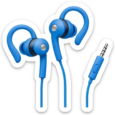 blue wired earbuds sticker