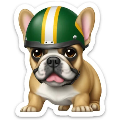 Fawn  French bulldog with Greenbay helmet sticker