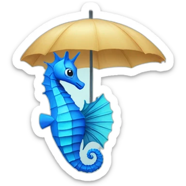 blue seahorse under an umbrela sticker