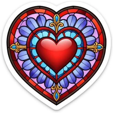 heart with gothic stained glass sticker