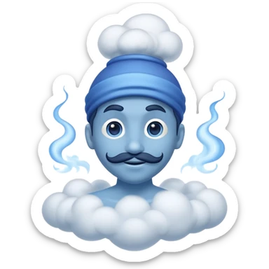 blue genie emerging smoke. sticker