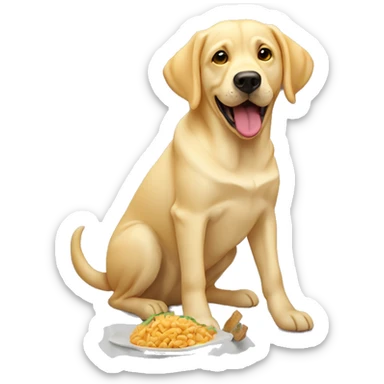 Yellow lab dog eating human food sticker