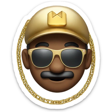 Mario with sunglasses and gold chain necklace sticker