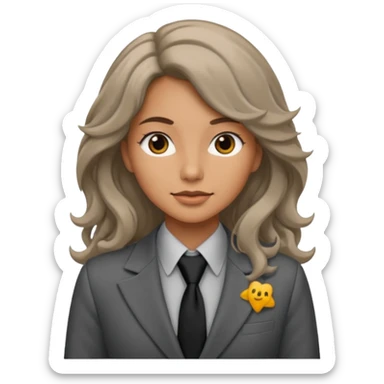 long wavy haired woman with tie and blazer sticker